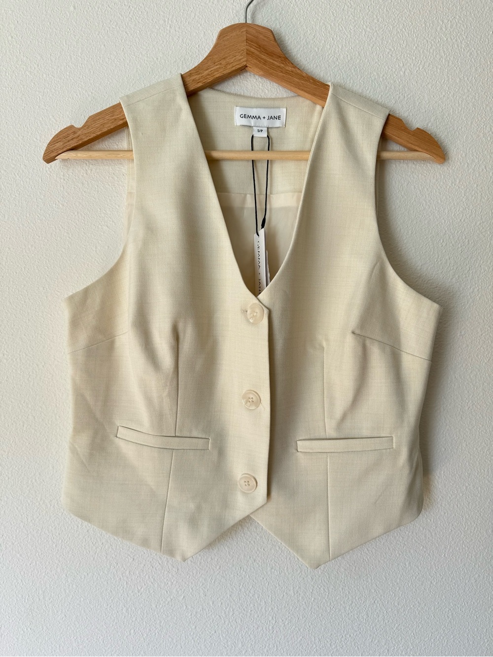 Gemma + Jane Cream Tailored Vest - XS